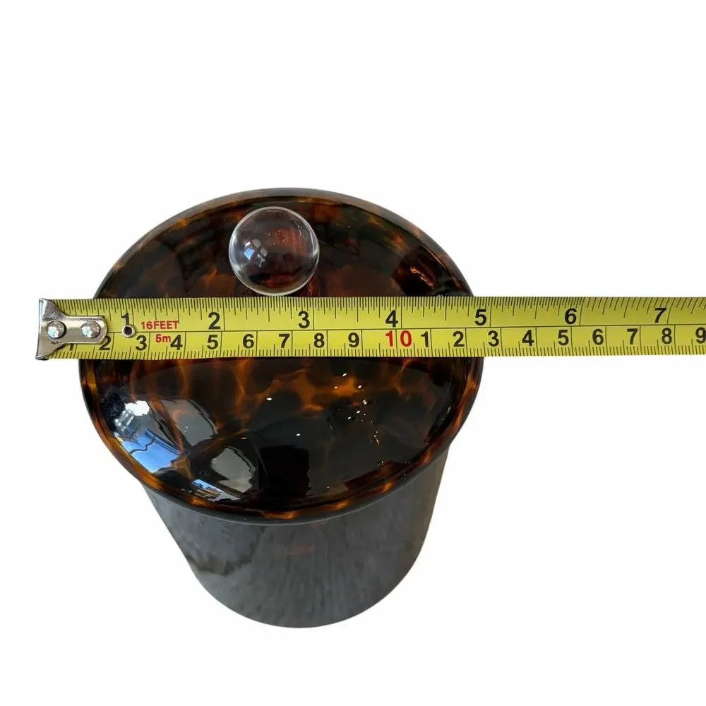 Jonathan Adler Brown Tortoise Shell Glass Canister Jar w/ Lid 7in Chic Decor NEW